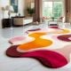 Handcrafted Wavy Multicolor Abstract Modern Rug